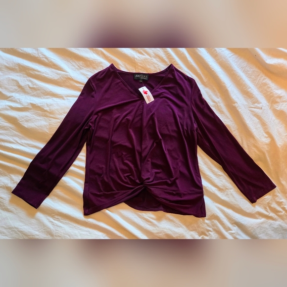 CDN! Robin Barré; Size XL; Burgundy/Purple Long Sleeve Top; Twist Knot at Bottom - Picture 14 of 14